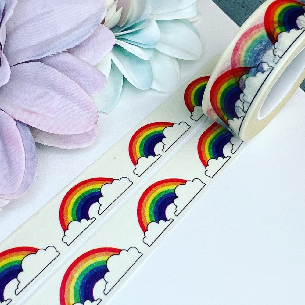 Rainbow Washi Tape, Arched Rainbows In The Clouds, Washi Tape, 1 Roll